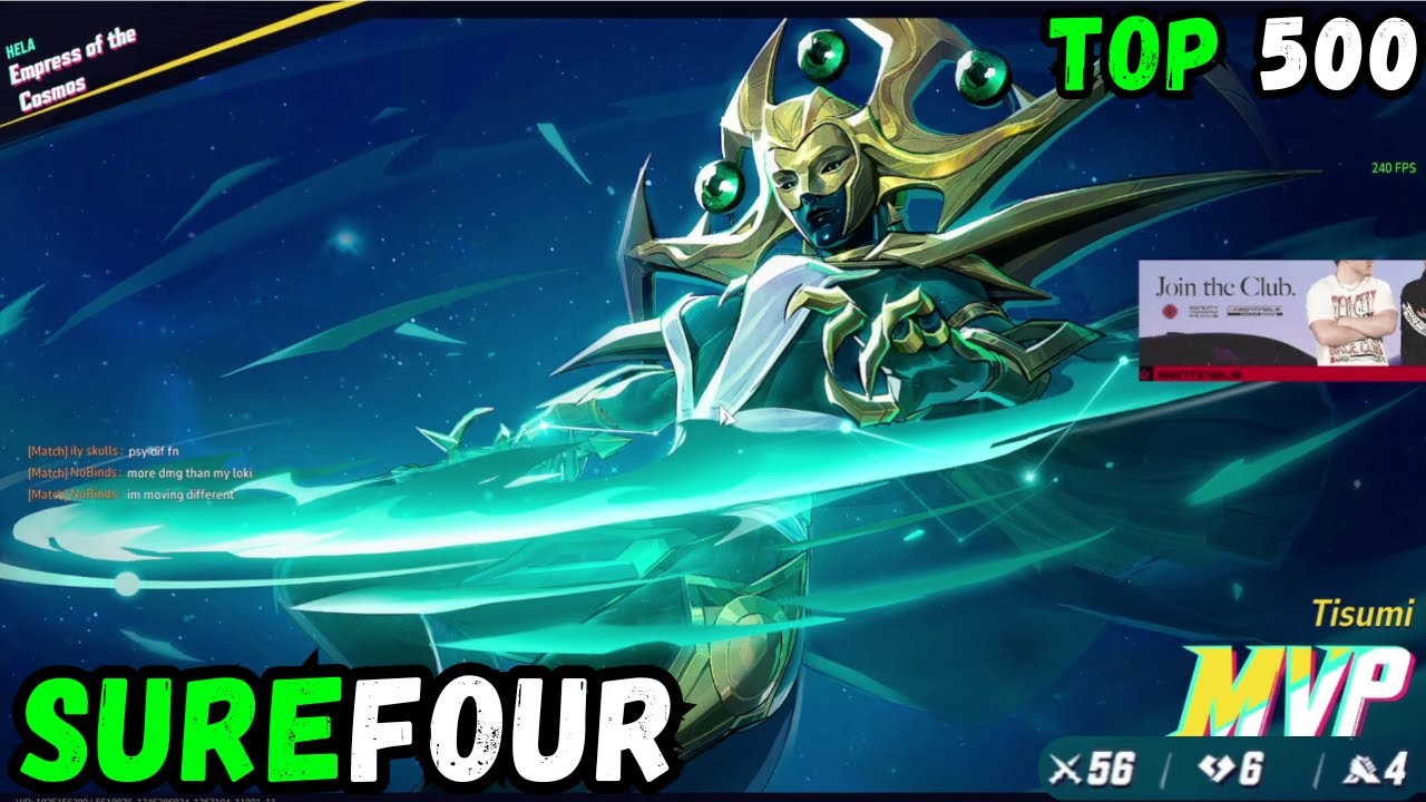 56 ELIMS! SUREFOUR INSANE HELA GAMEPLAY! - MARVEL RIVALS SEASON 2 TOP 500