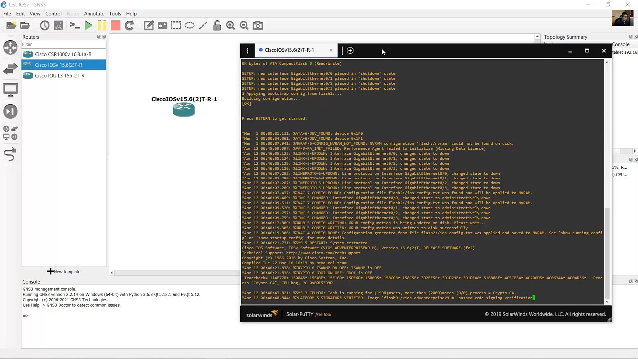 Setup Cisco IOSv 15.6 Image for GNS3 2.2.14