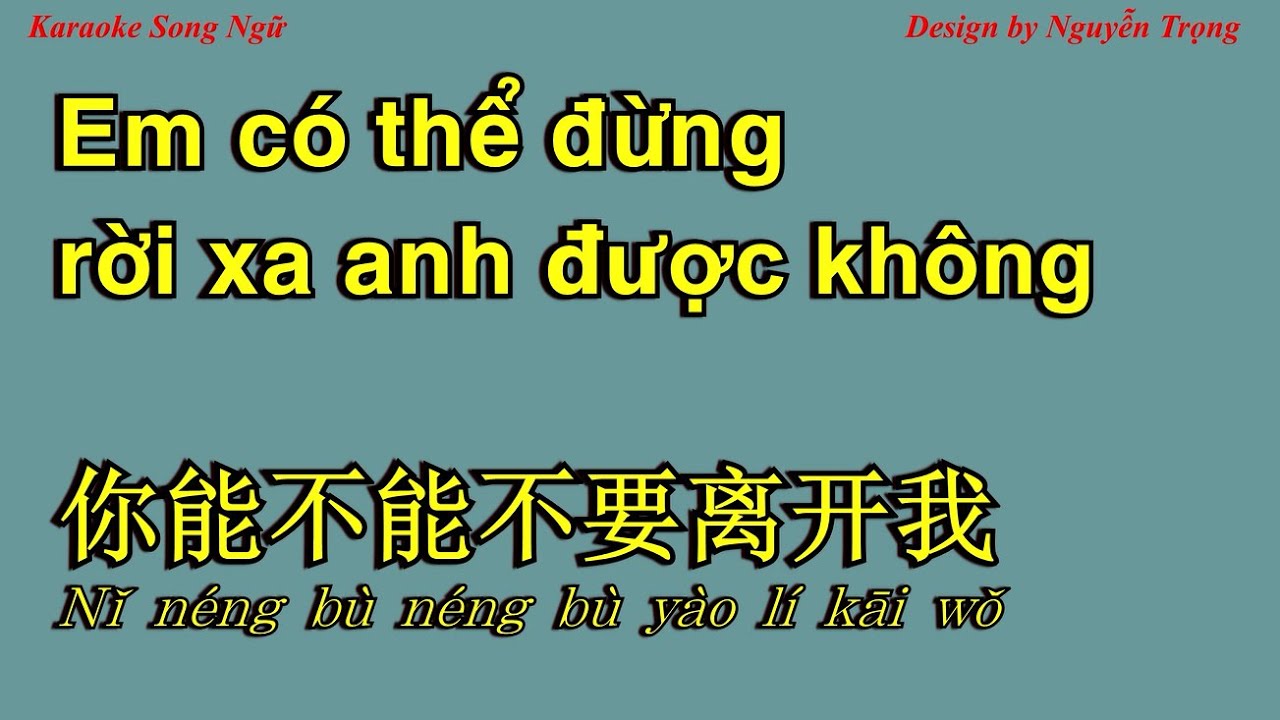 Karaoke (Nữ) - Em có thể đừng rời xa anh được không - 你能不能不要离开我 Lời việt: Thiên Tú (C Min)