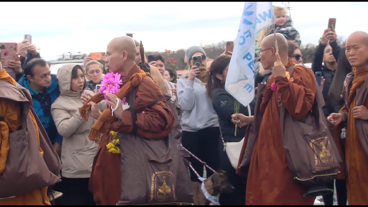 Hundreds travel to see monks' 'Walk For Peace' begin in North Carolina