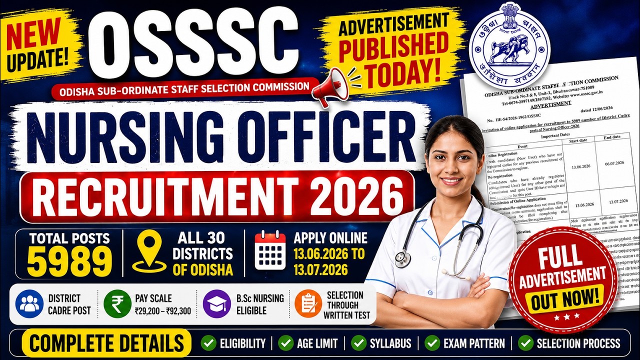 OSSSC NUNRSING OFFICER FULL ADVERTISEMENT II NURSING COACHING FOR OSSSC II NORCET ETC.