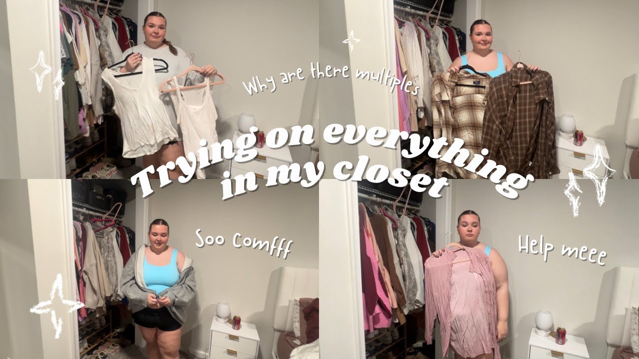 TRYING ON EVERYTHING IN MY CLOSET *until it all fits* |Declutter With Me!