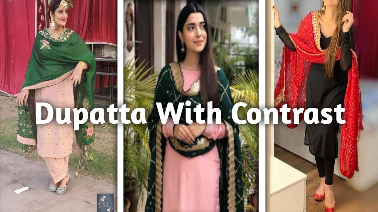 Beautiful Dupatta With Contrast Suit Design I Sharifa Fashion