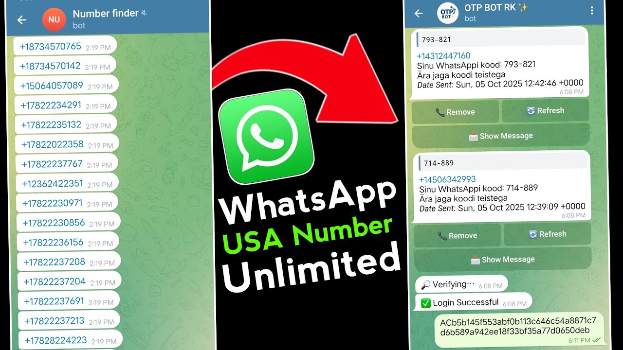 Whatsapp Unlimited USA Number Free | Virtual Phone Number Telegram Bot | OTP Bot Telegram Tutorial