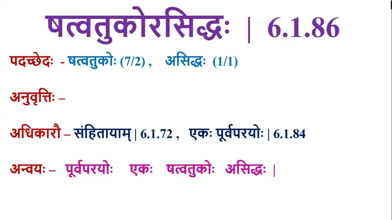 अच्सन्धिप्रकरणम्‌  - 13  |  अन्तादिवच्च  |  षत्वतुकोरसिद्धः  |