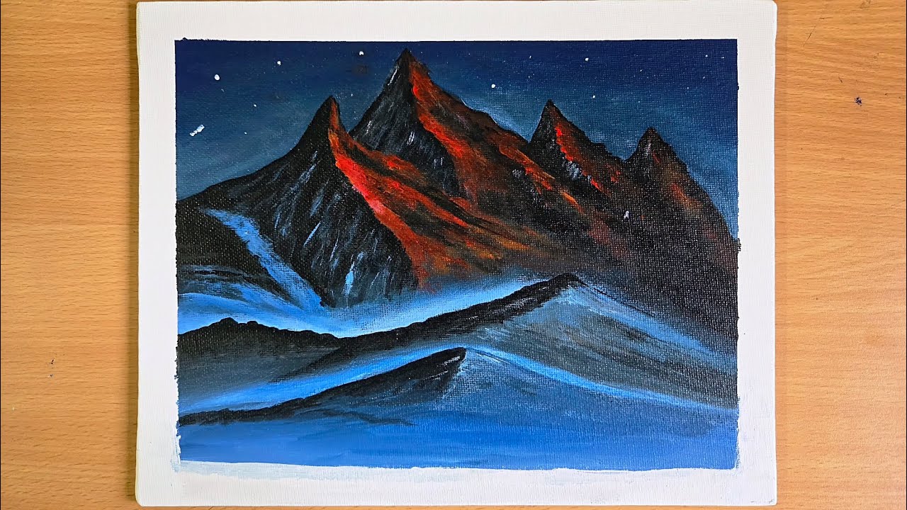 Mountains acrylic painting | 025 | Easy painting | LoveARTfully 