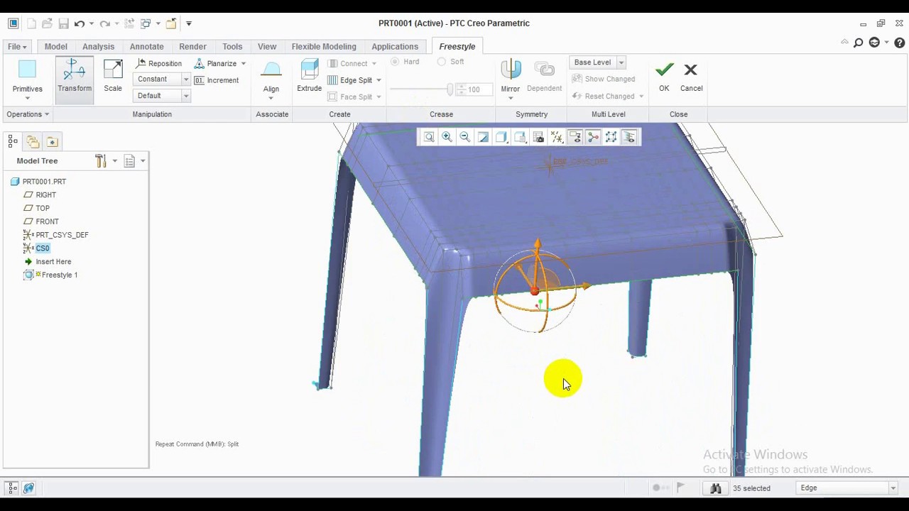 Tutorial for Freestyle modelling in Creo 3.0