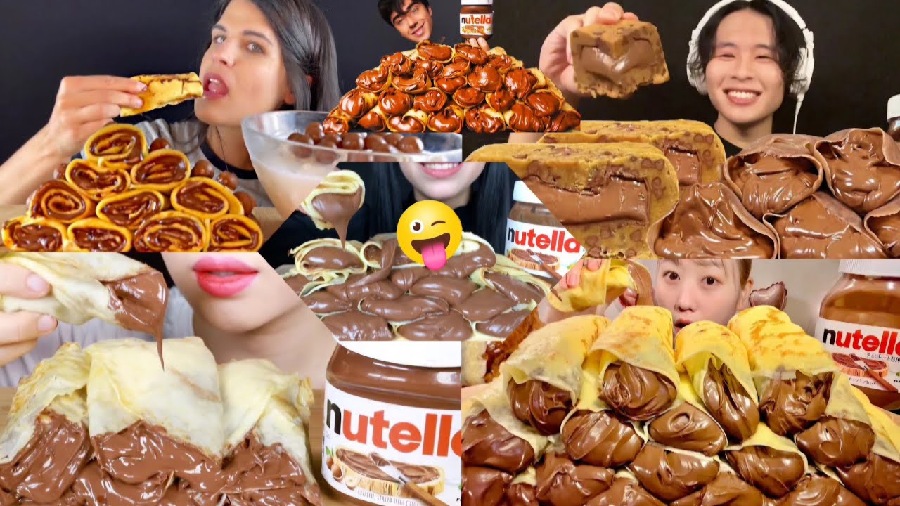 AsmrBEST *NUTELLA CREPE CAKE MUKBANG || NUTELLA CHOCOLATE PARTY || EATING SOUND || ASMR MUKBANG🤤😍
