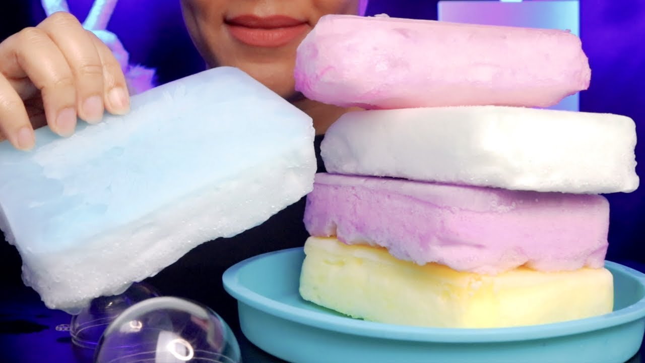 ASMR FOAM ICE /SPONGE SHAPE/ICE EATING