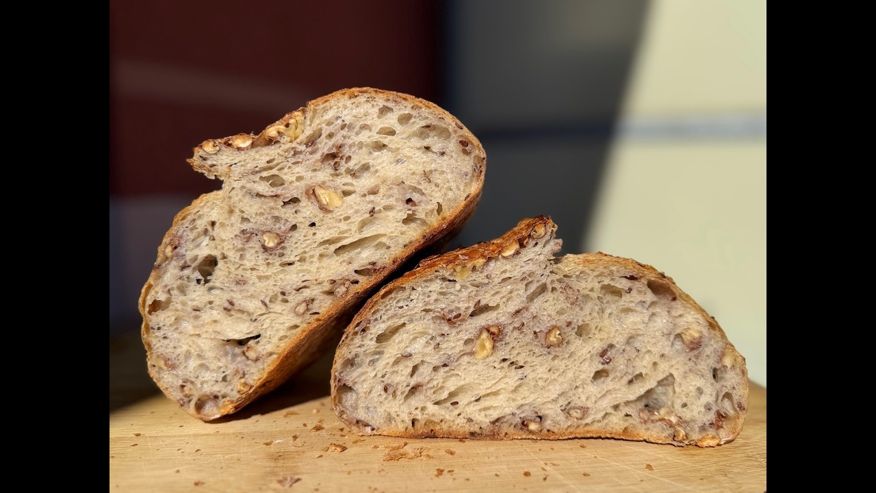 Walnut & Flaxseed Sourdough Bread | Lievito Madre Masterclass | 3-Flour Blend