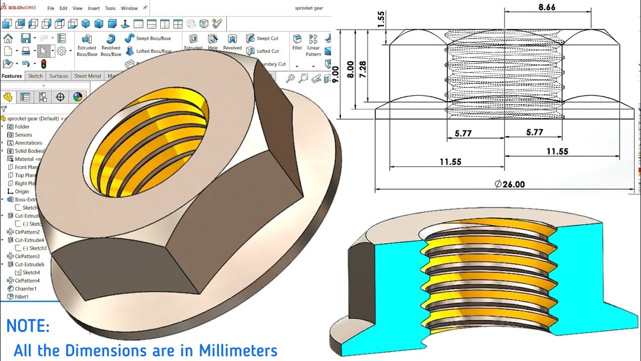 Crafting Flange Nuts in Solidworks: An Ultimate Solidworks tutorial 