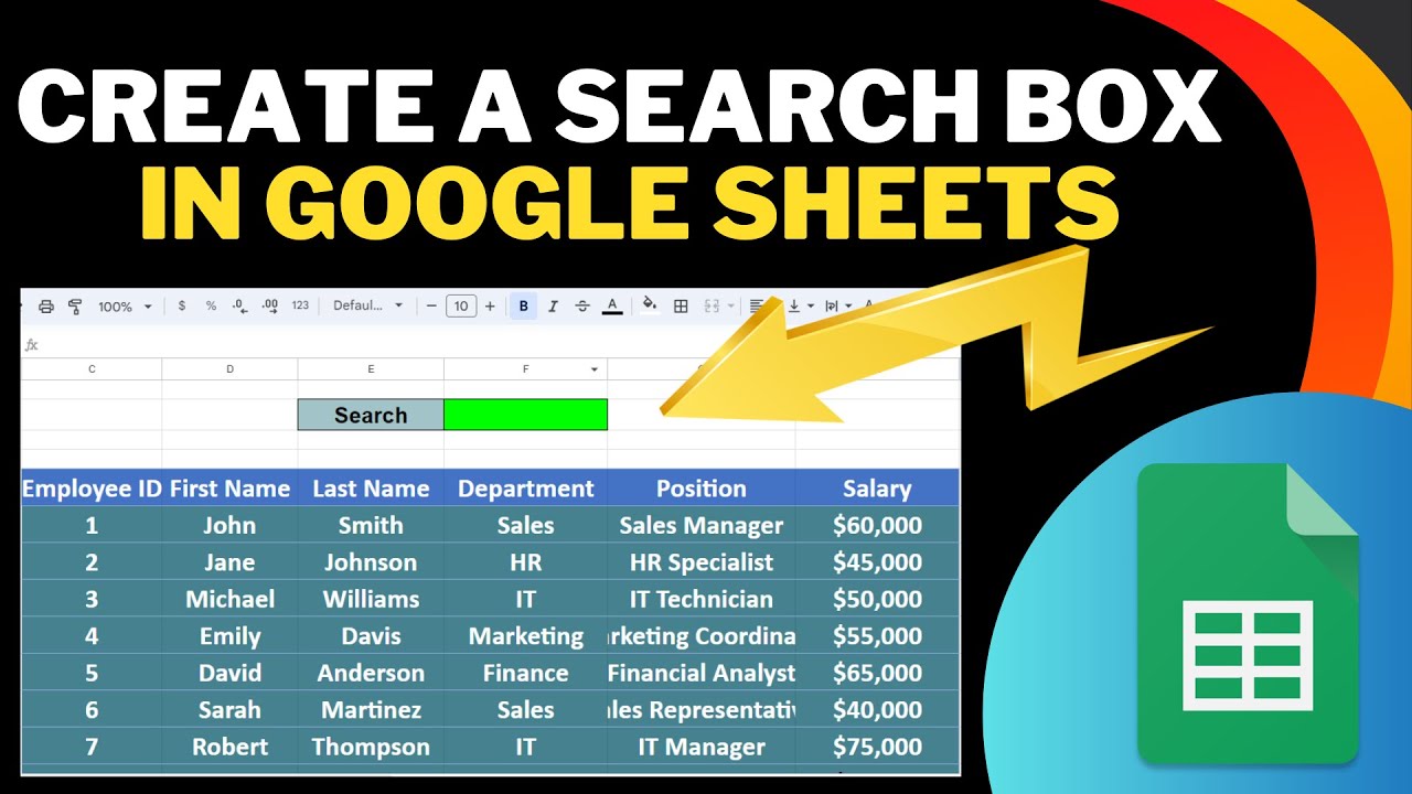 how to create a search box in Google sheets