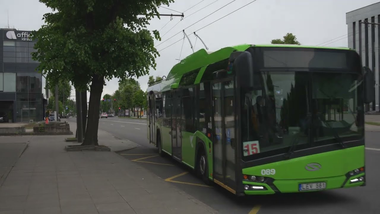Lithuania, Kaunas, trolleybus 15 ride from Utenos g. to J. Basanavičiaus g.
