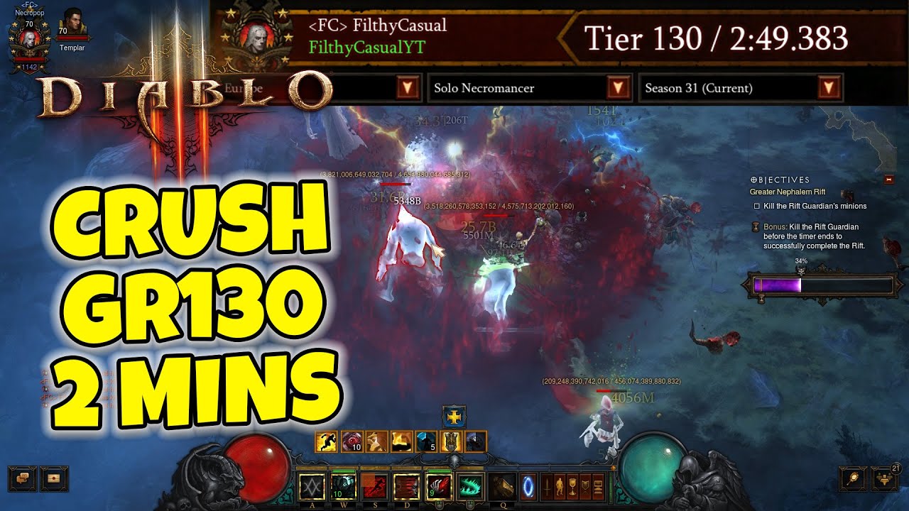 GOD TIER speed build - GR130 LOD Nova Necro Diablo 3 Season 31