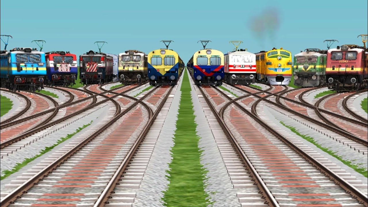 10 Indian Trains Running On High Graphics Railroad Tracks || Train Gameplay || Train Simulator