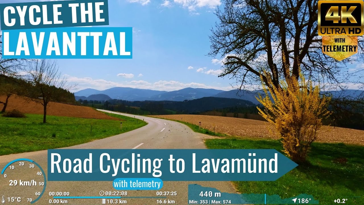 Springtime Road Cycling in Lavanttal to Lavam&uuml;nd 🌞😎🚴&zwj;♂️Indoor Cycling Video 🚴&zwj;♂️😎🌞 with telemetry