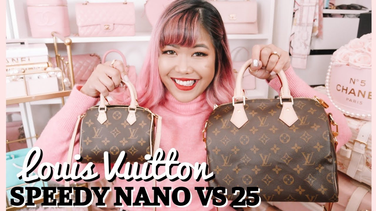LOUIS VUITTON SPEEDY NANO VS SPEEDY 25 ♡ What Fits, Mod Shots and Which One Is BETTER! ♡ xsakisaki