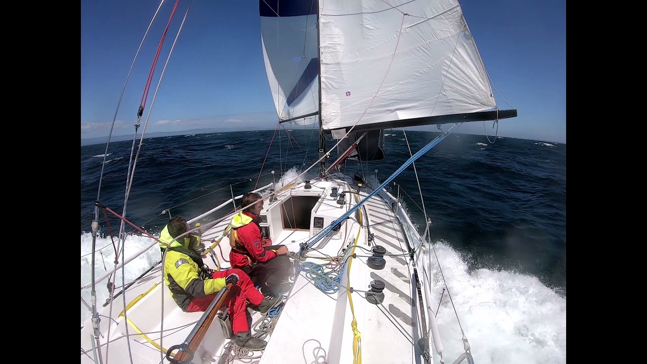 Exciting sailing - doublehanding the Express 37 downwind in a breeze