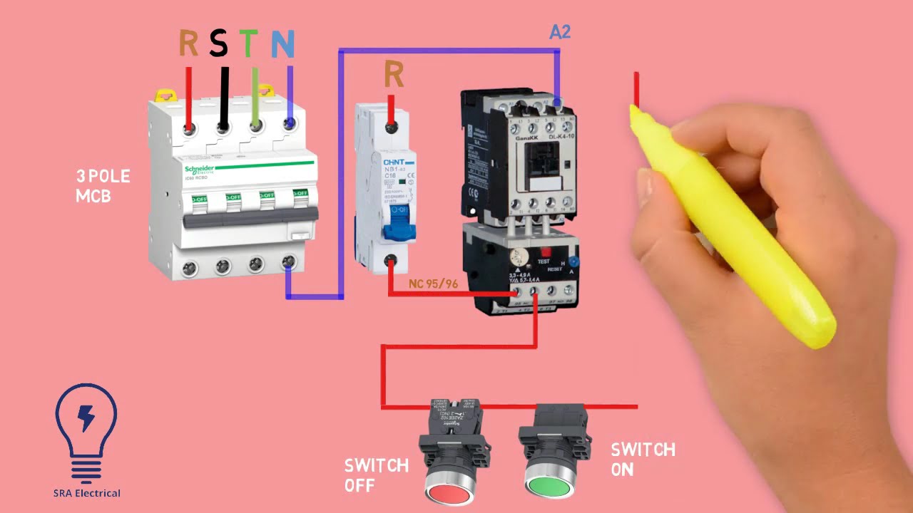 3 phase motor starter Control overload Wiring diagram | SRA Electrical