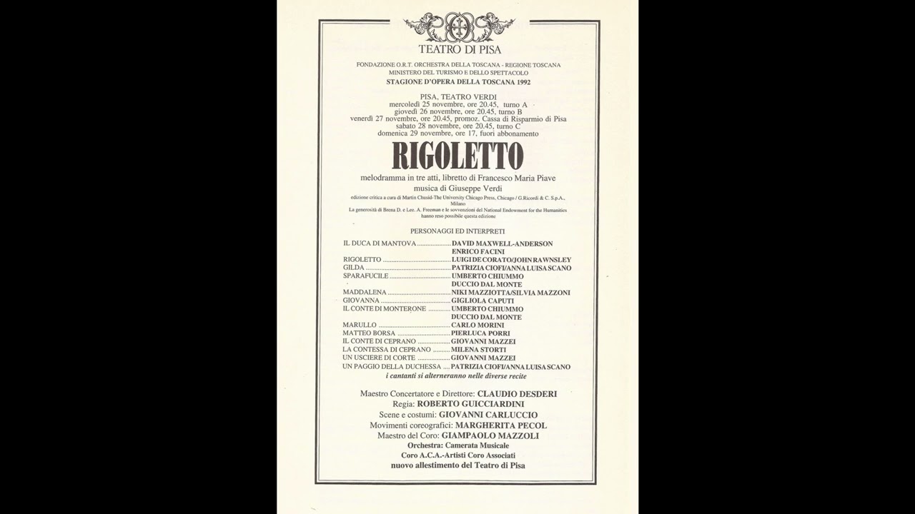 Verdi - Rigoletto - Pisa, 1992 (25 novembre)