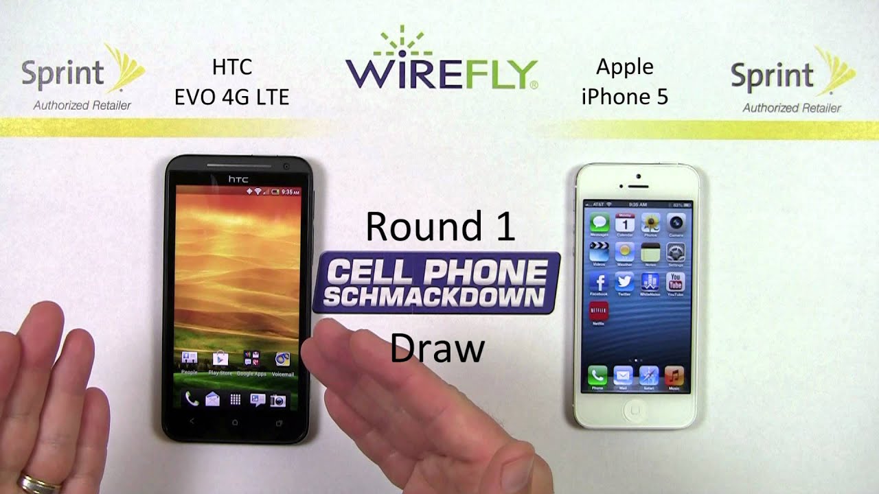 Sprint HTC EVO 4G LTE vs Apple iPhone 5 Smartphone Schmackdown by Wirefly