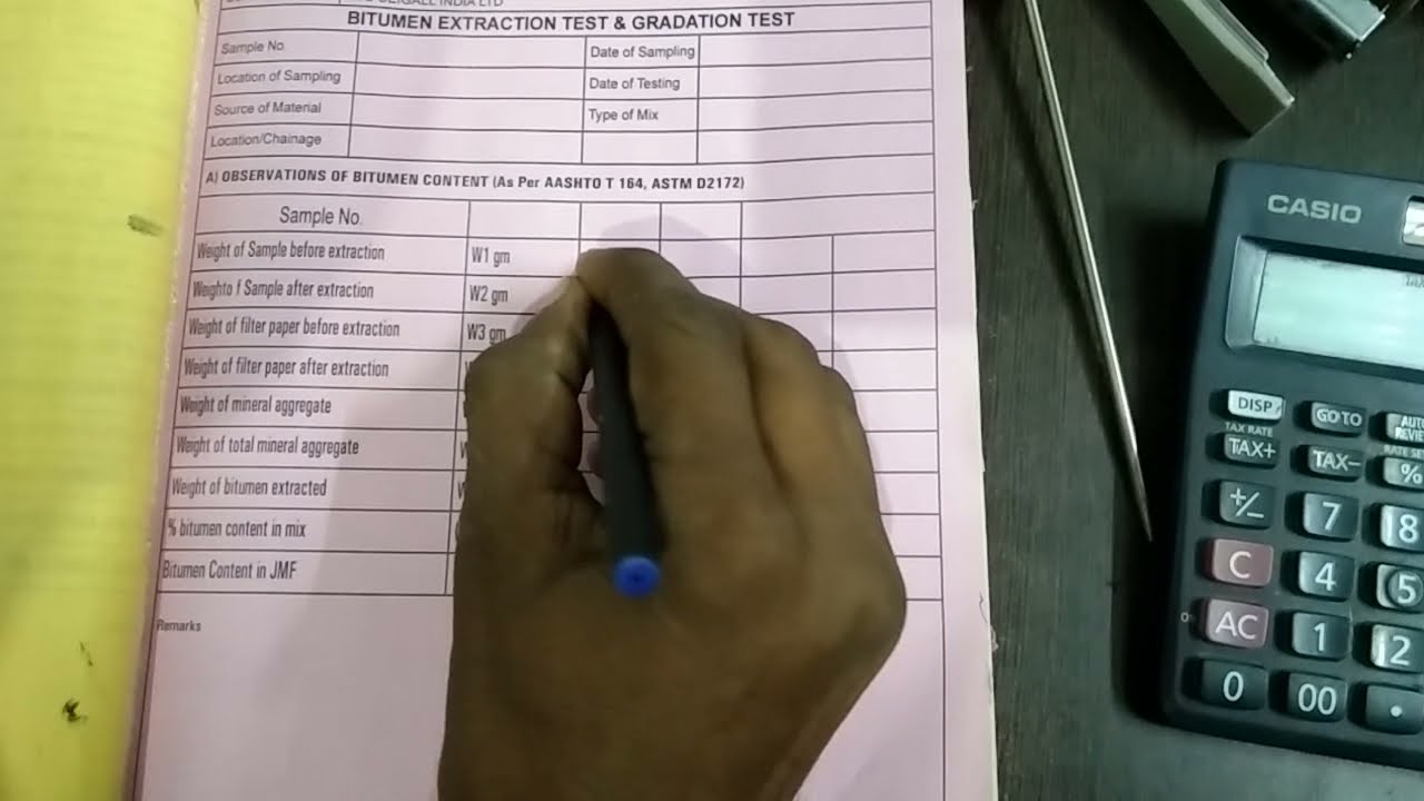 Bitumen Extraction Test Calculation Hindi main on format