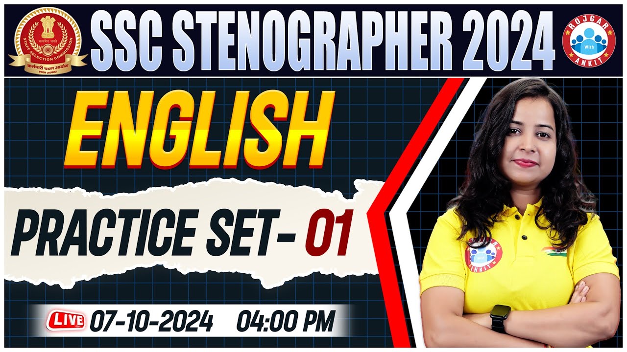 SSC Stenographer 2024 | SSC Stenographer English Practice Set 01 | English By Kiran Mam