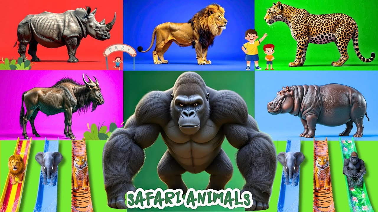 Safari Animal Sounds Song | Nursery Rhyme for Kids - Learn Animal Names and Sounds