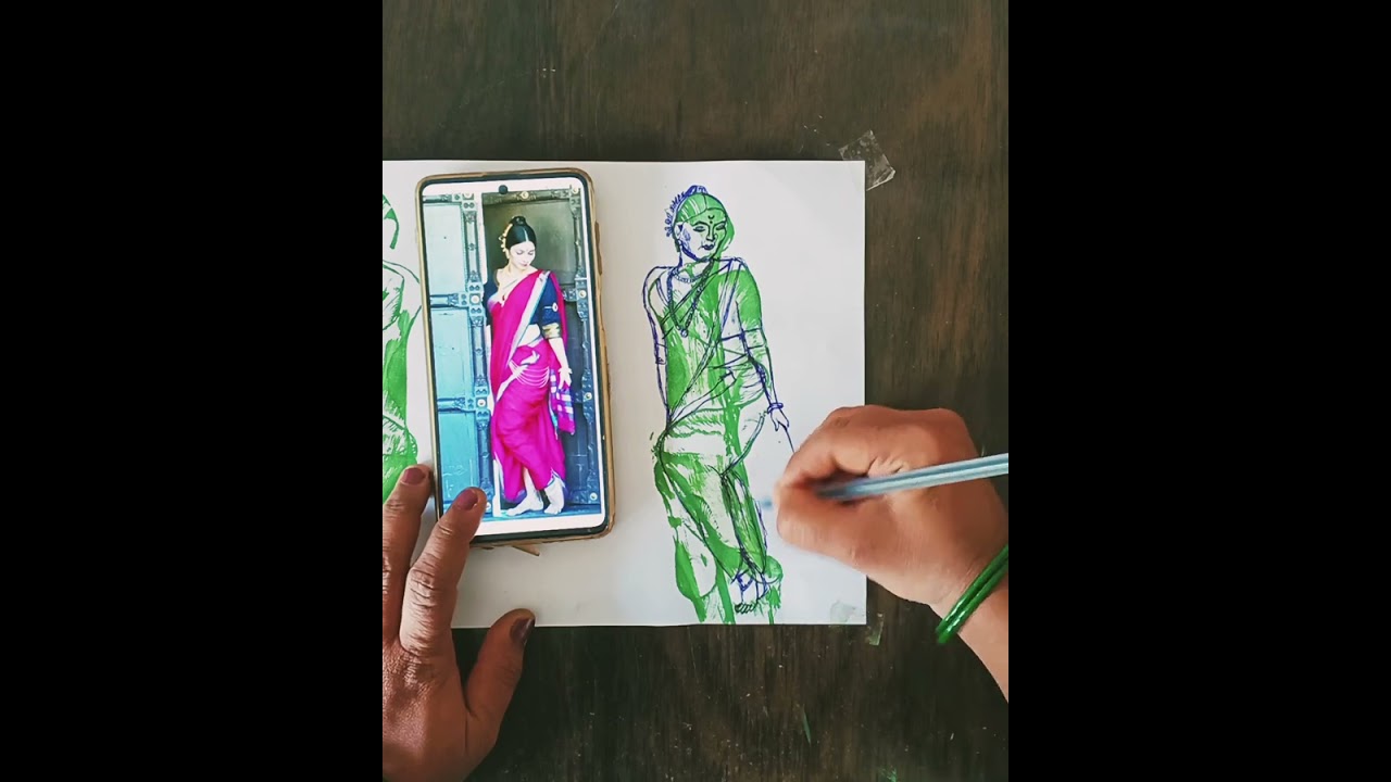 How to draw girl thread painting step by step thread art tutorial 