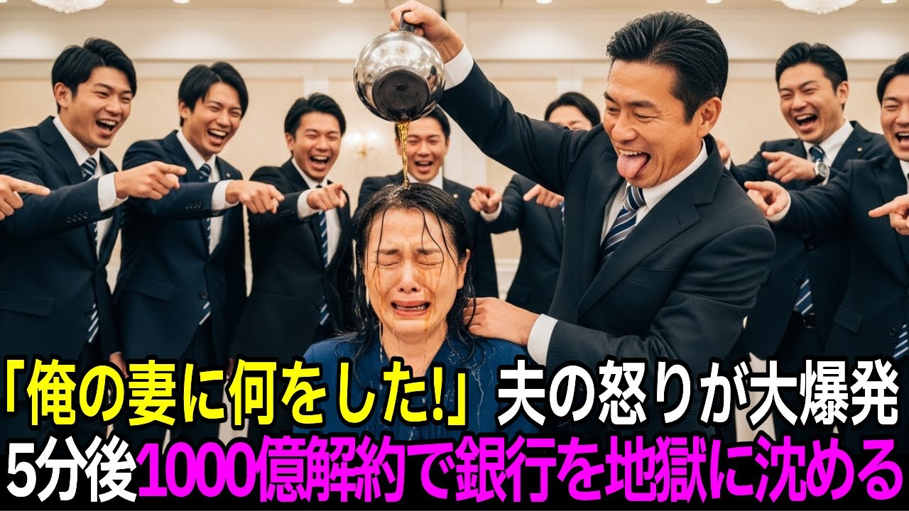 【スカッと】「俺の妻に何をした！」妻を侮辱した銀行幹部に夫の怒りが大爆発→1000億解約で全員土下座の破滅へ追い込む復讐劇