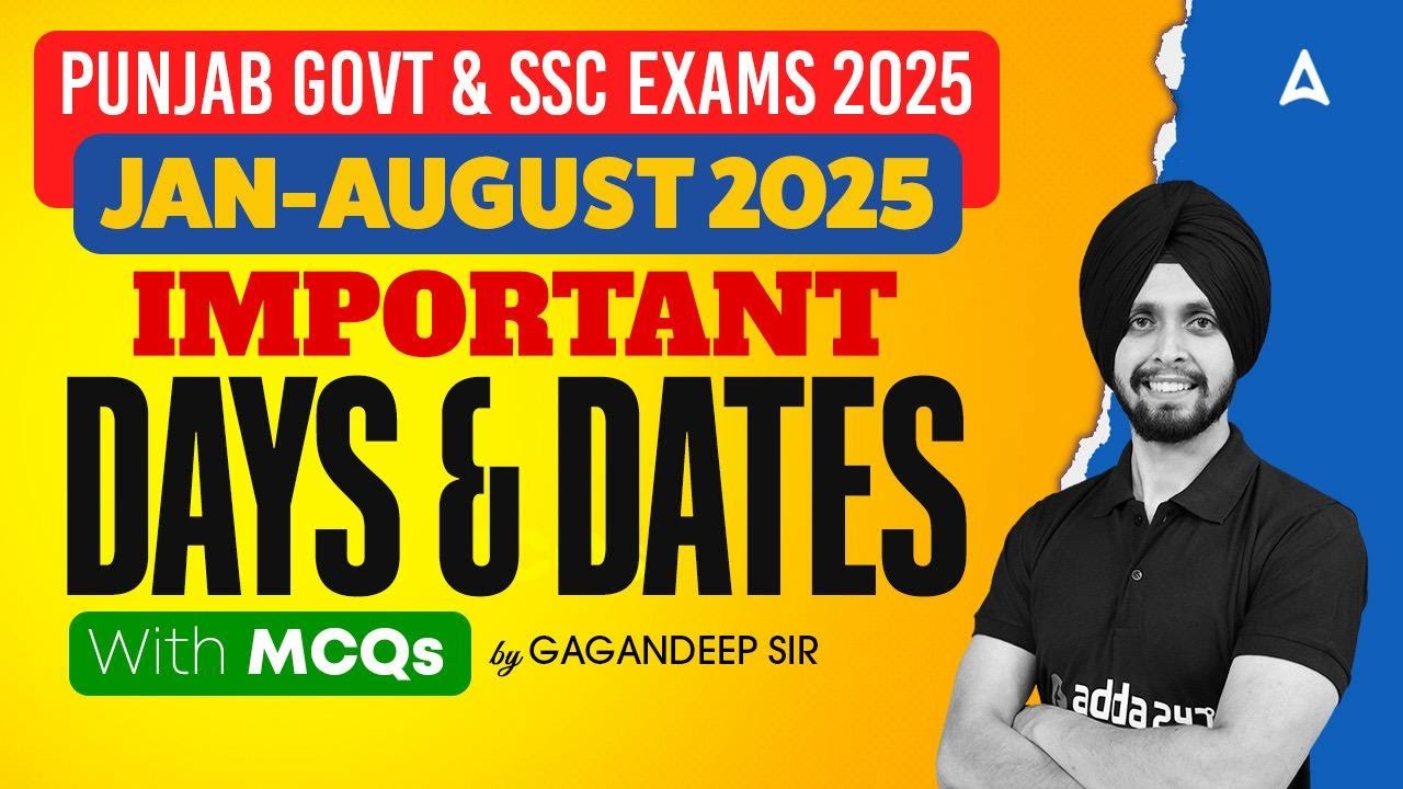 Jan&ndash;Aug 2025 Important Days & Dates | Punjab Govt & SSC Exams 2025 | By Gagan Sir