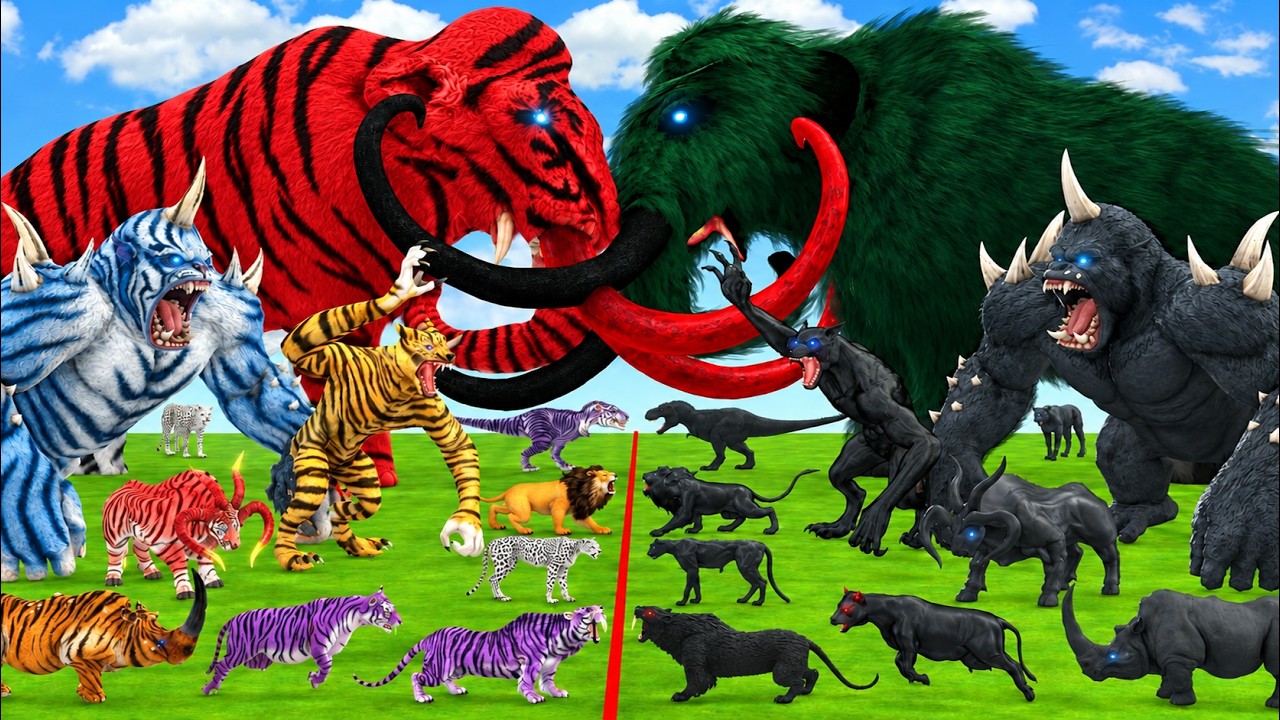 Epic Battle Prehistoric Elephant vs T-Rex Dinosaurs Vs 66 Wild Animals Animal Revolt Battle Simulato