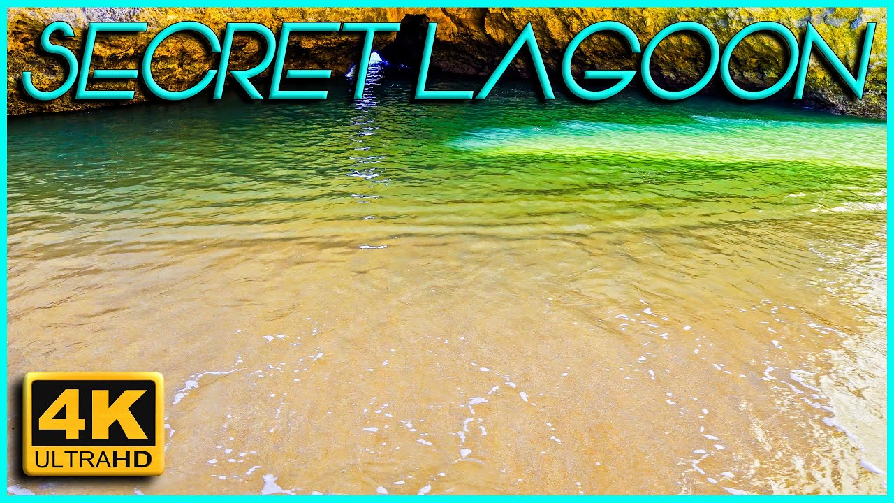 Secret Lagoon Beach Hidden Behind Natural Cliffs Gentle Rolling Ocean Waves | 11 Hours 4K UHD