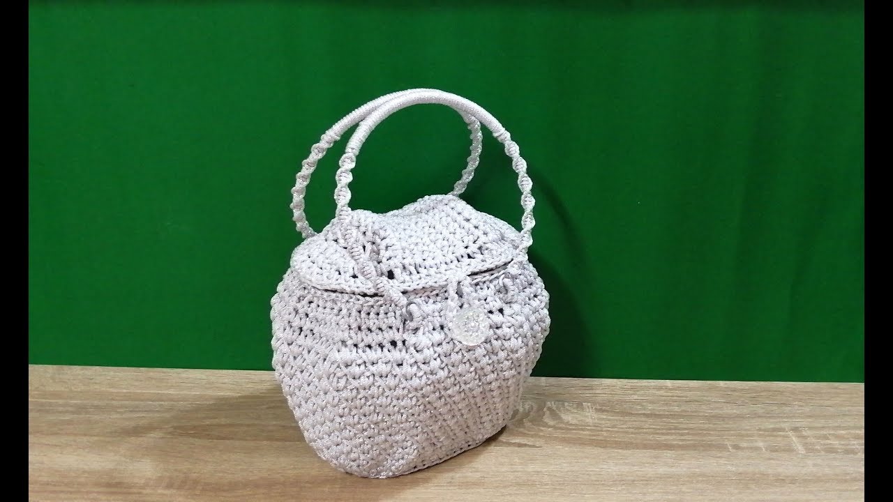 ถักตะกร้าเชือกร่ม ทรงคุณหญิงแย้ม | Crochet basket apply with macrame