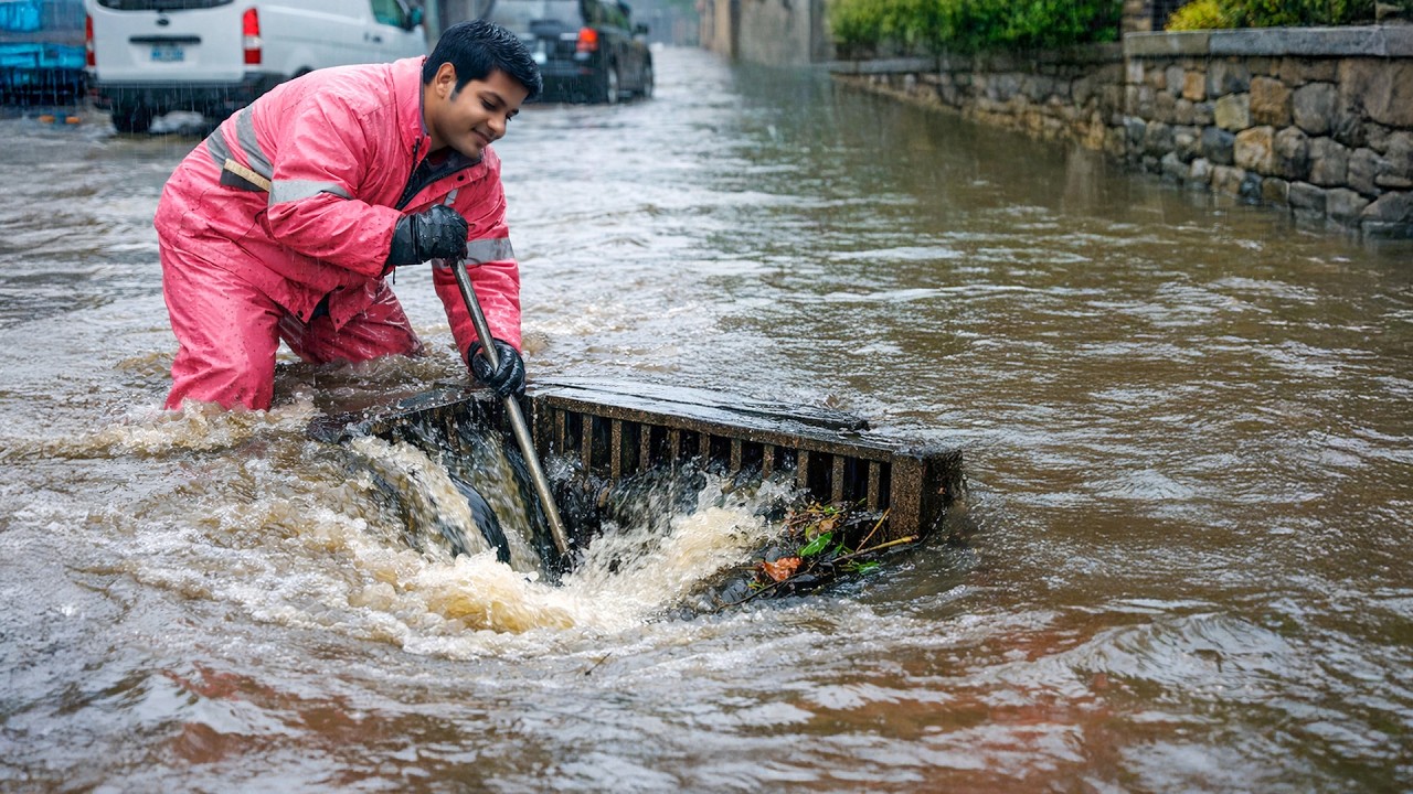 Clearing a Clogged Drain = Massive Water Power!