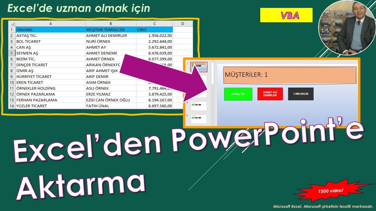Excel'den PowerPoint'e Aktarma