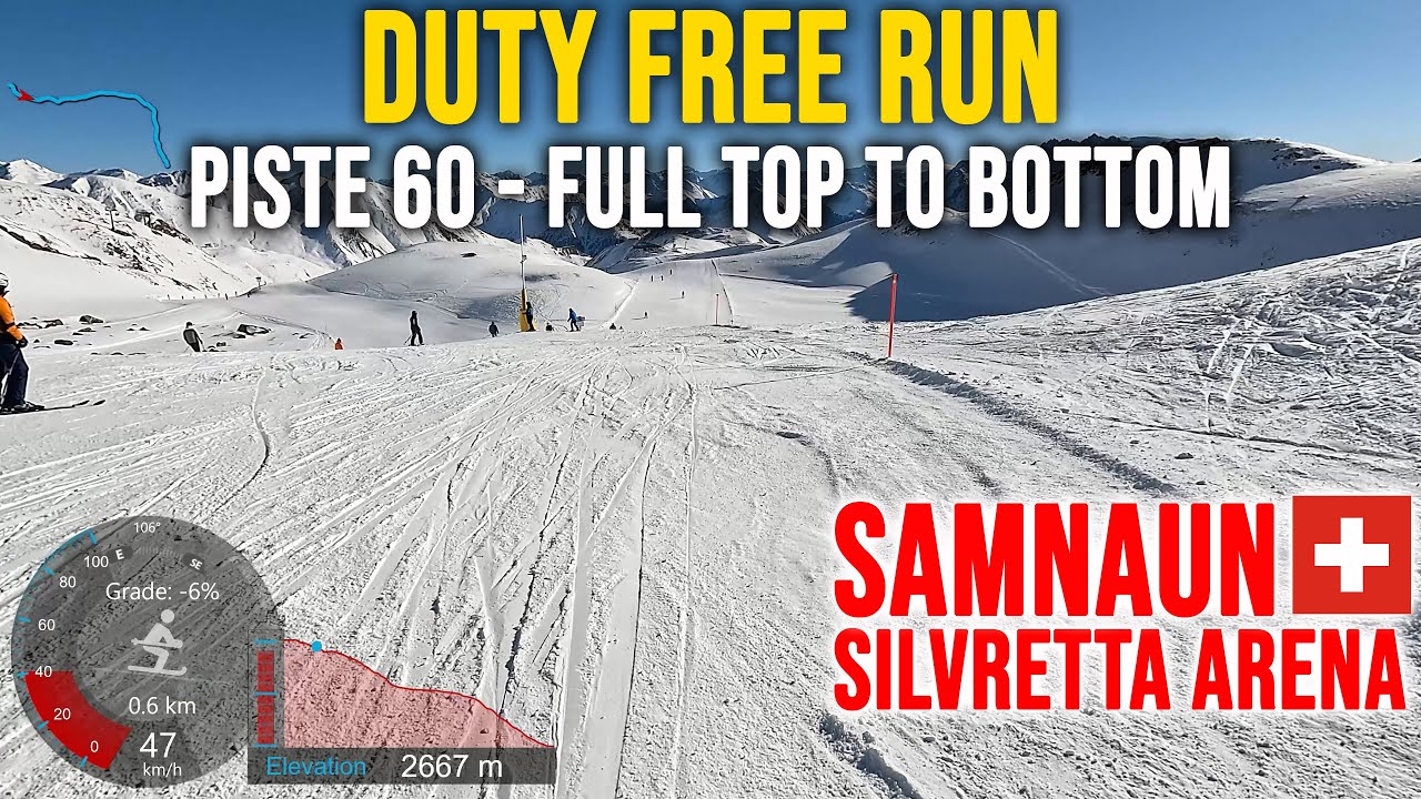 [4K] Skiing Samnaun, Duty Free Run Piste 60 Full Top to Bottom via 62 63, Switzerland, GoPro HERO13