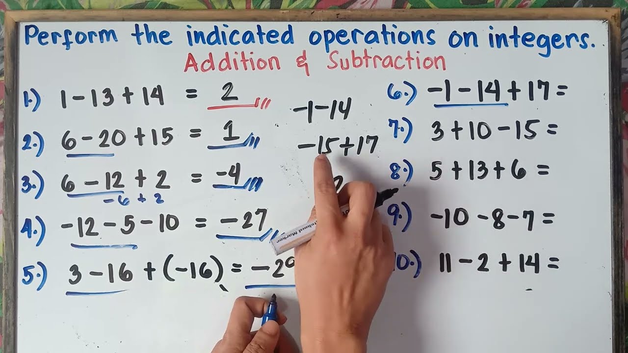 Perform the Indicated Operations | Addition and Subtraction of Integers | Explain in Detailed | G7 |