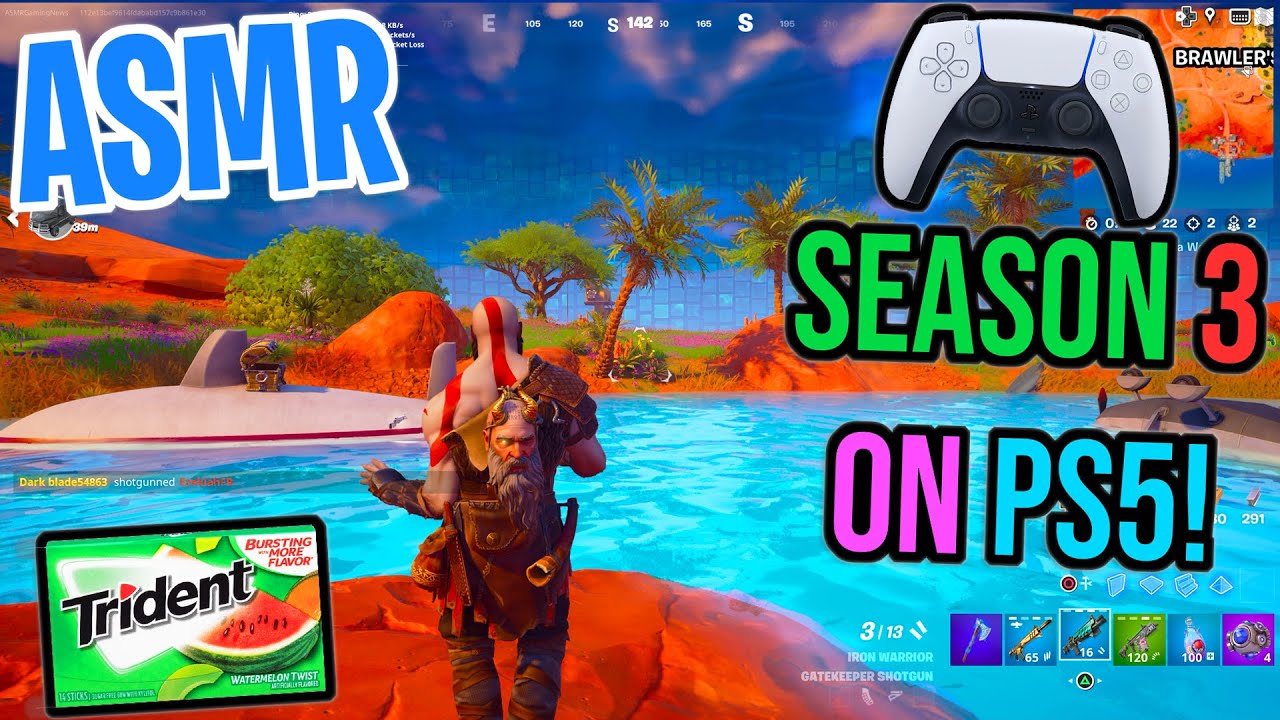 ASMR Gaming 😴🎮 Fortnite Season 3 On PS5! Relaxing Gum Chewing 🎧 Controller Sounds + Whispering 💤
