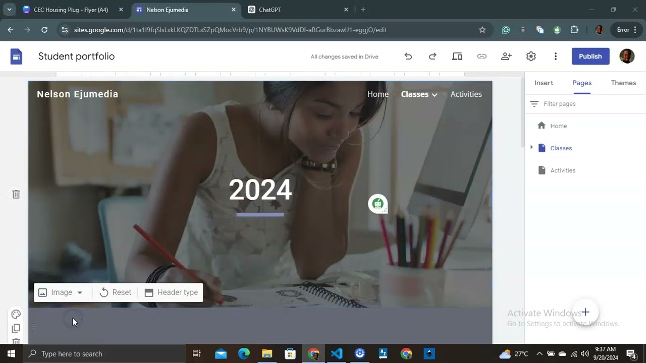 Using Google Site to build a student portfolio