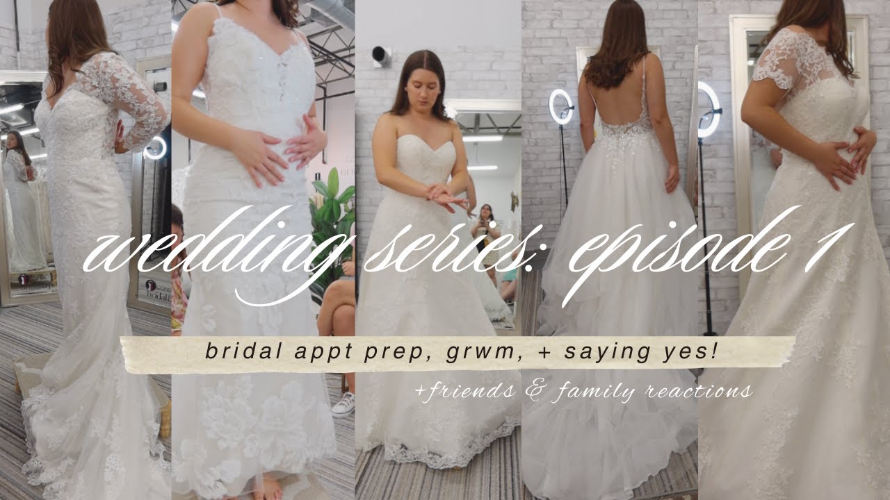 wedding dress shop with me💍simple bridal makeup, + my pinterest wishlist! ep. 1