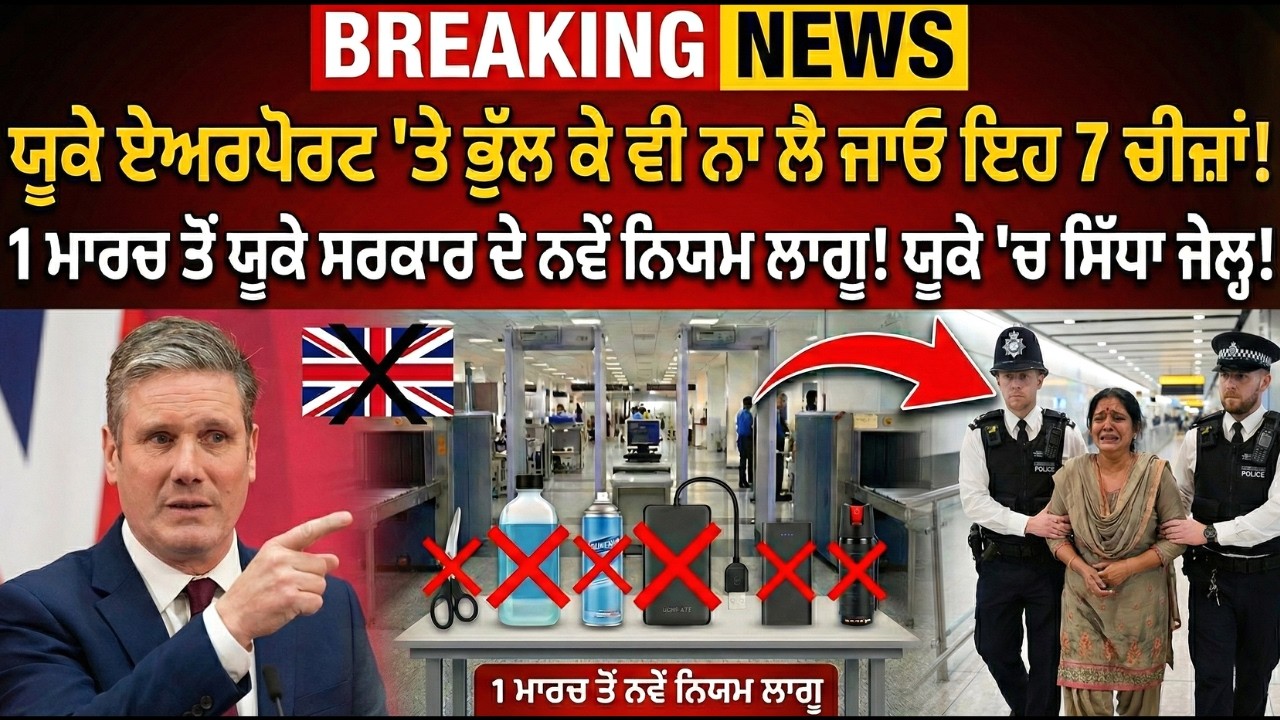 ਯੂਕੇ ਏਅਰਪੋਰਟ ‘ਤੇ ਭੁੱਲ ਕੇ ਵੀ ਨਾ ਲੈ ਜਾਓ ਇਹ 7 ਚੀਜ਼ਾਂ | 1 ਮਾਰਚ 2026 ਤੋਂ ਸਖ਼ਤ ਨਿਯਮ ਲਾਗੂ! #UkAirportRules 