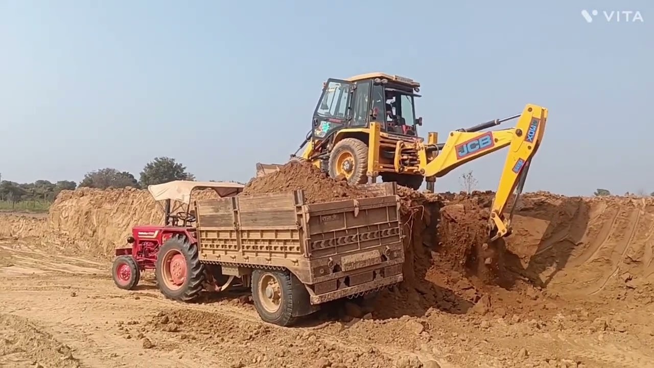 JCB 3DX JCB tractor video Mahindra 475 Mahindra 575 JCB break road loader video 🚜🚜🚜