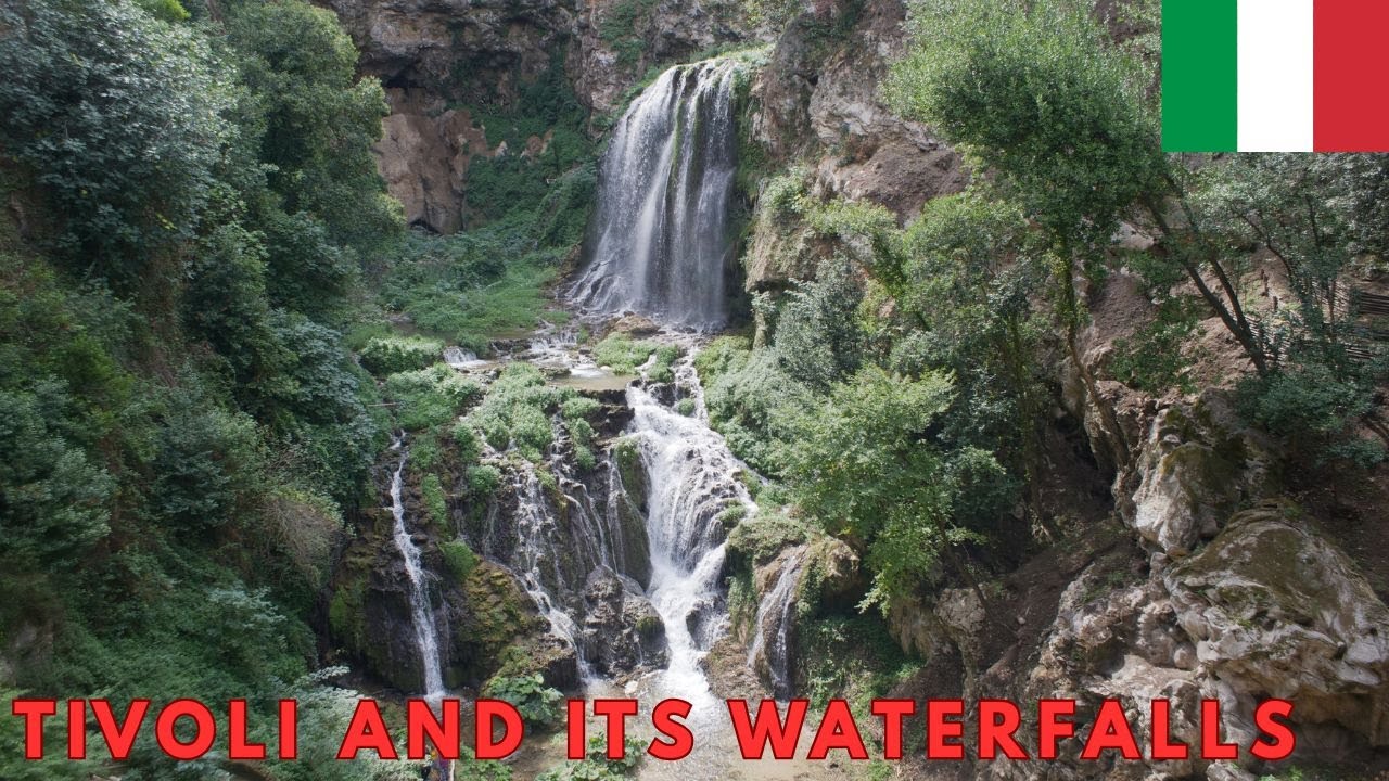 Tivoli and its waterfalls. 4K Walking Tour