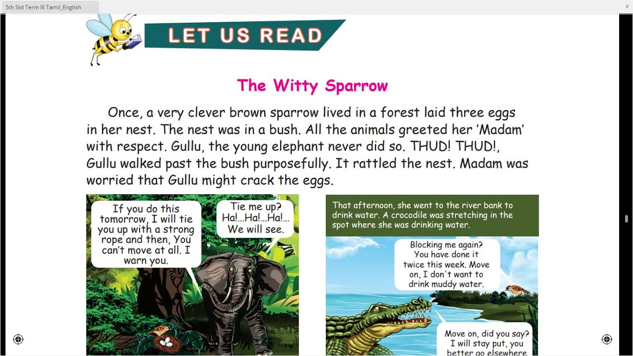 THE  WITTY  SPARROW - TERM-3  -  UNIT-1  -  ENGLISH  -  5TH  STANDARD