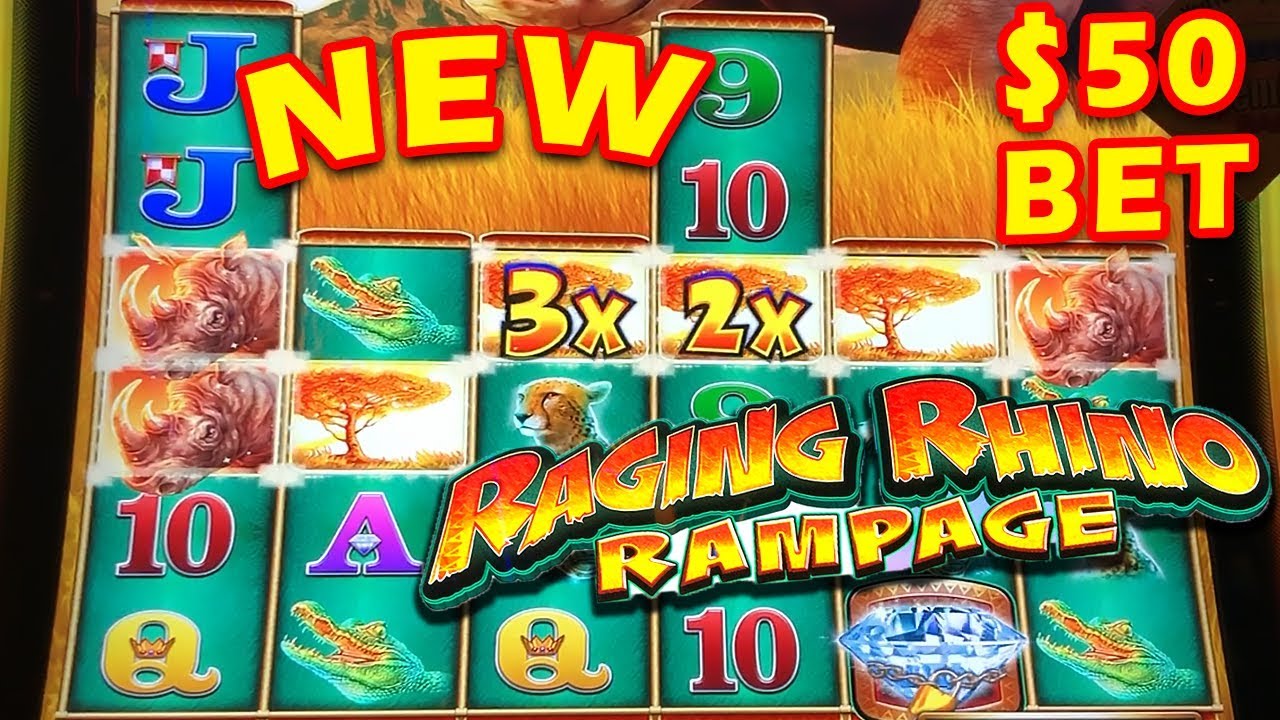 ☆NEW SLOT☆FIRST LOOK☆ RAGING RHINO RAMPAGE $50 BET TRIGGERS BONUS!
