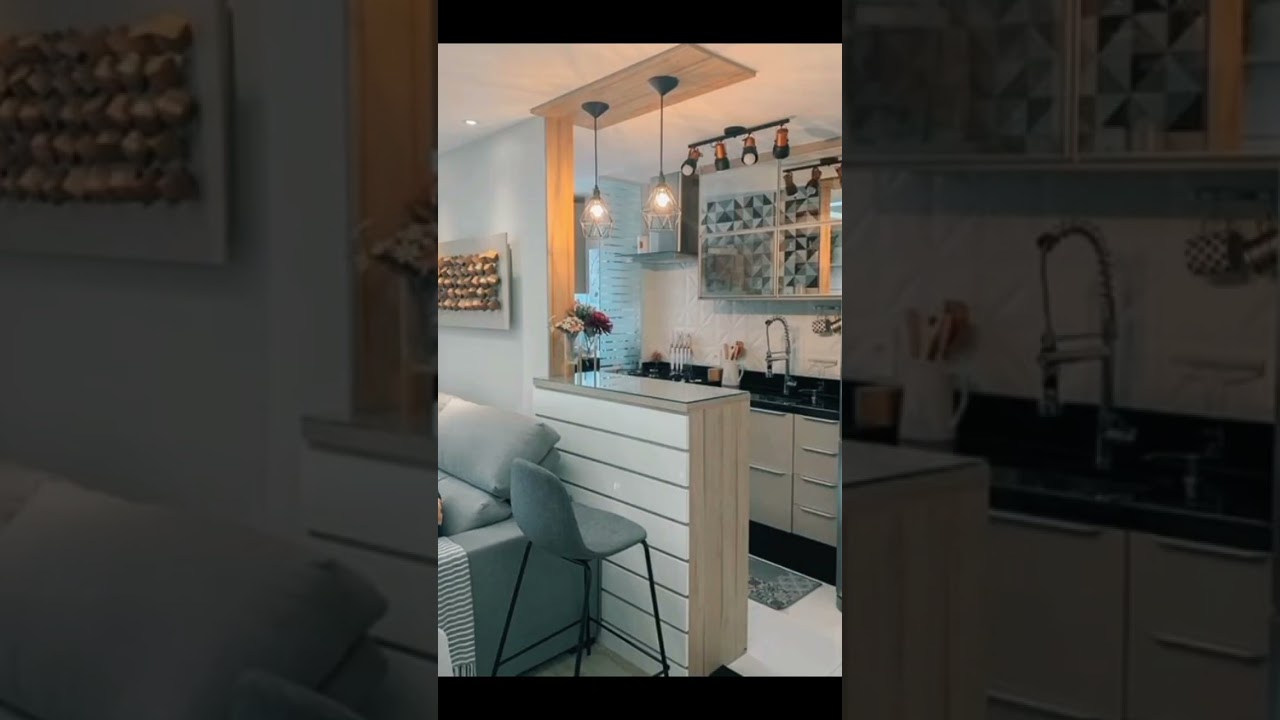 COZINHA PEQUENA INTEGRADA COM A SALA #cozinha #cozinhapequena #cozinhalinda #decor #shorts