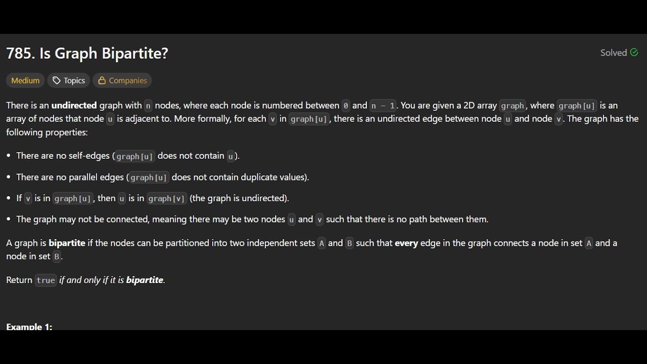 Leetcode - 785. Is Graph Bipartite? | Live Solution