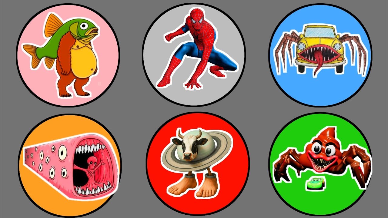 Spin Wheel Monster !! Spiderman, Car Eater, Train Eater, Poop Head Eater Tripitropi Tropatipa 