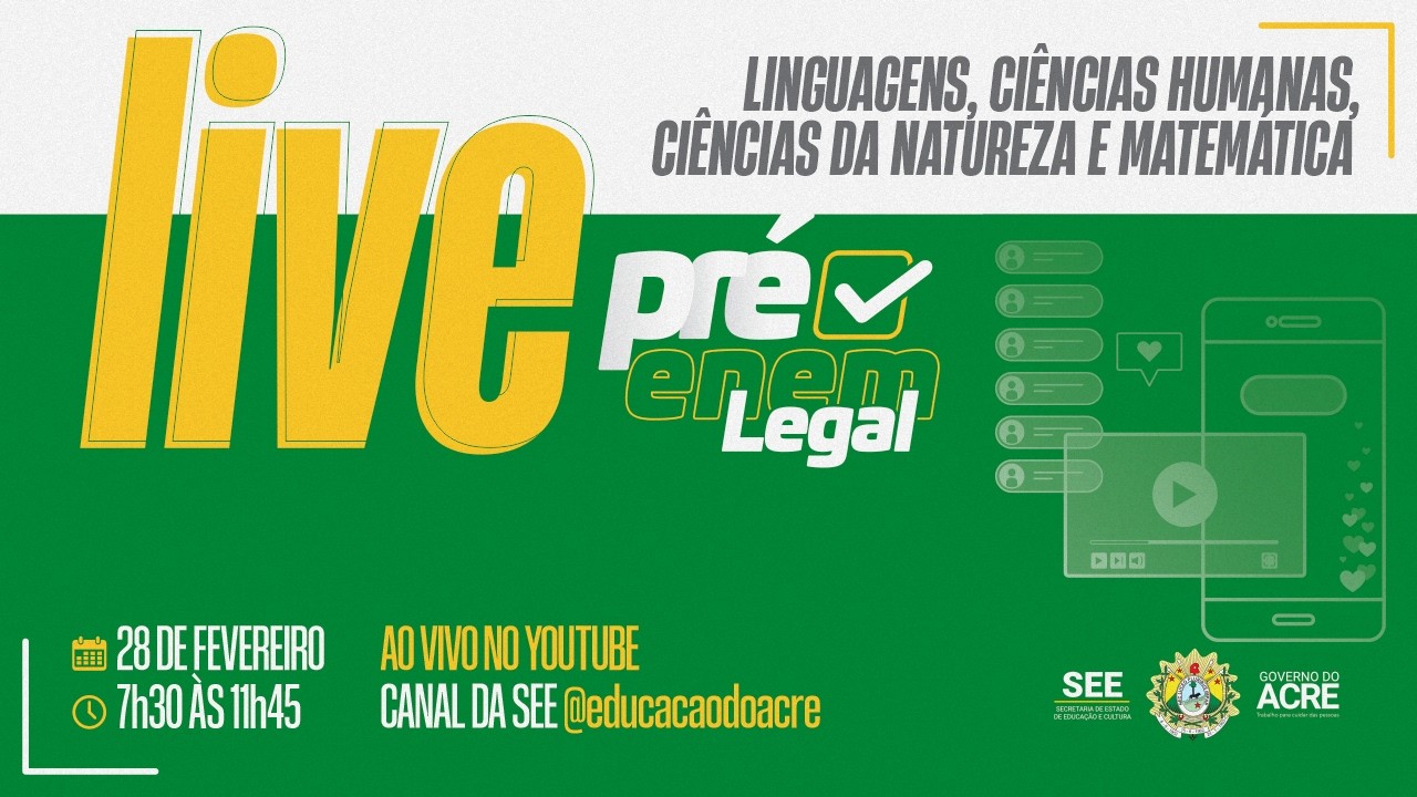 Live de Lançamento do Pré-ENEM Legal 2026 - 28/02/2026